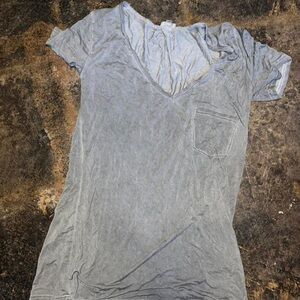 POL Soft Gray V-Neck Tee